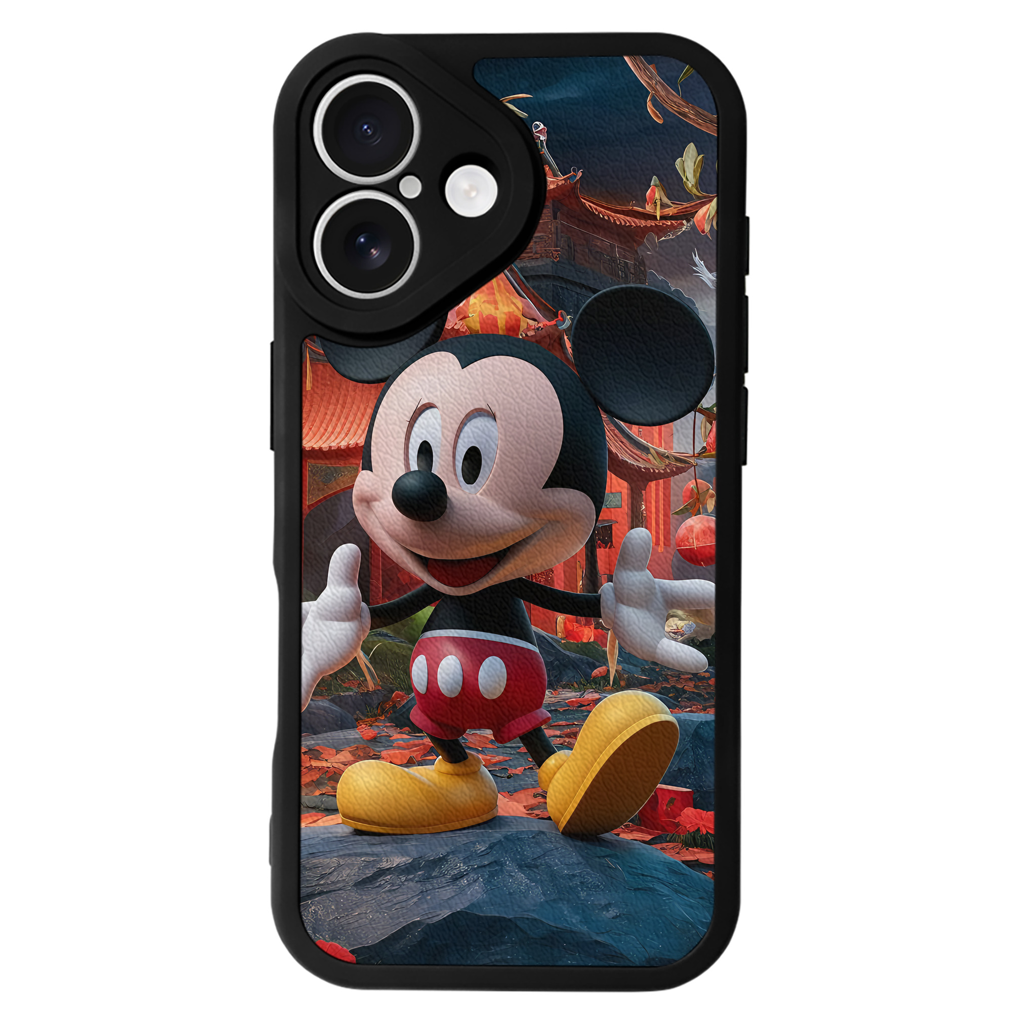 （画像用） ミッキーマウス Mickey Mouse 【iPhone 16シリーズ対応】シリコンスマホケース（レザー調） 材質：シリコン
